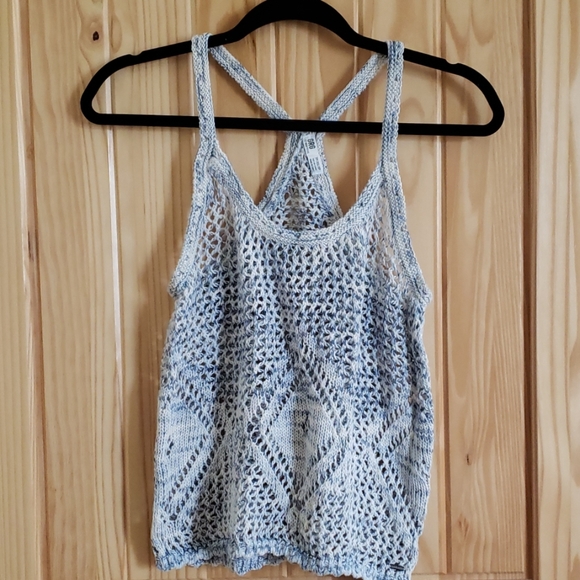 Garage Tops - Garage Blue and white Crochet Tank